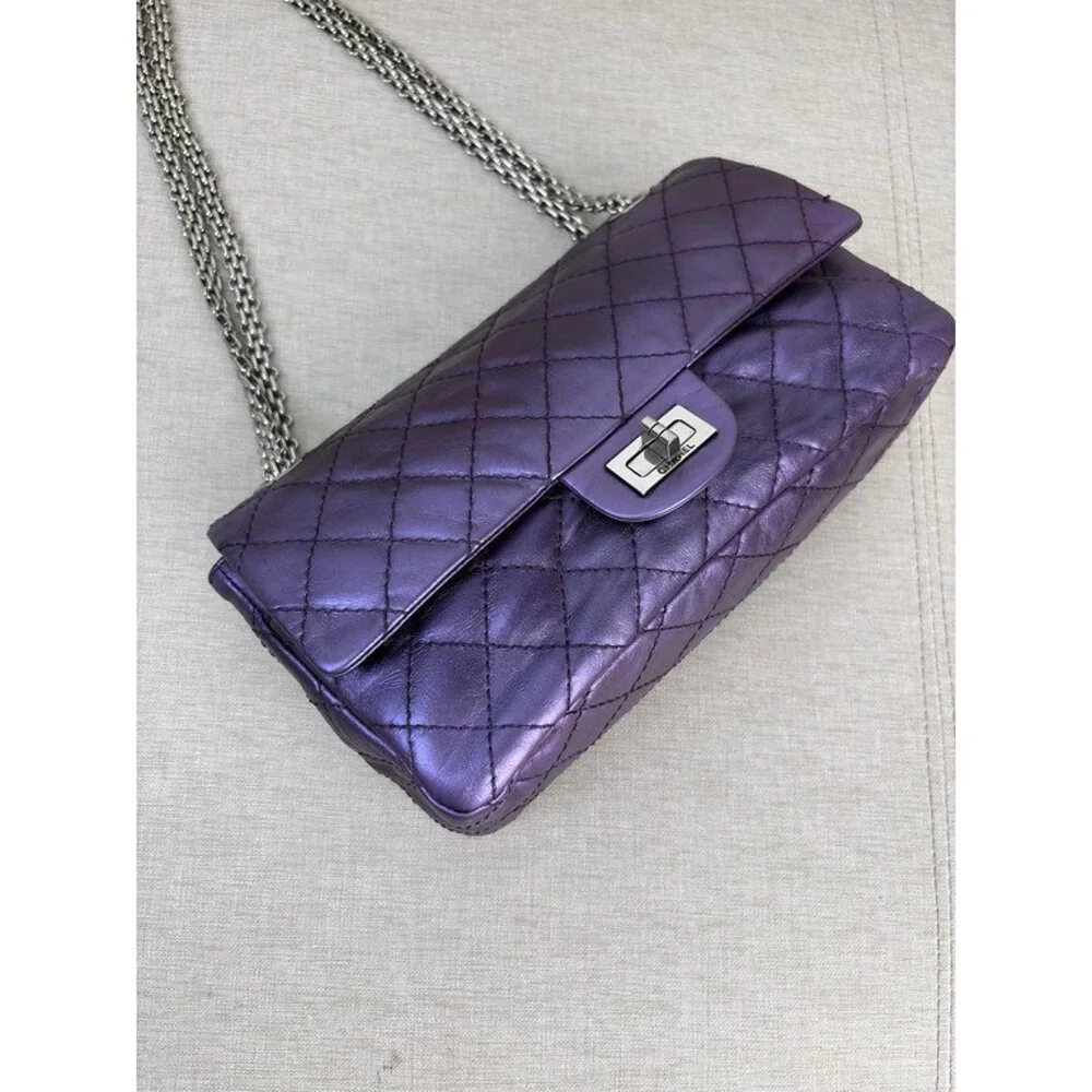 CHANEL Iridescent Purple Calfskin Reissue 2.55 Classic Flap 226 SHW